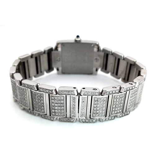 149 - A Classic Cartier Tank Francaise Diamond Ladies Watch. Stainless steel diamond set bracelet. Case - ... 