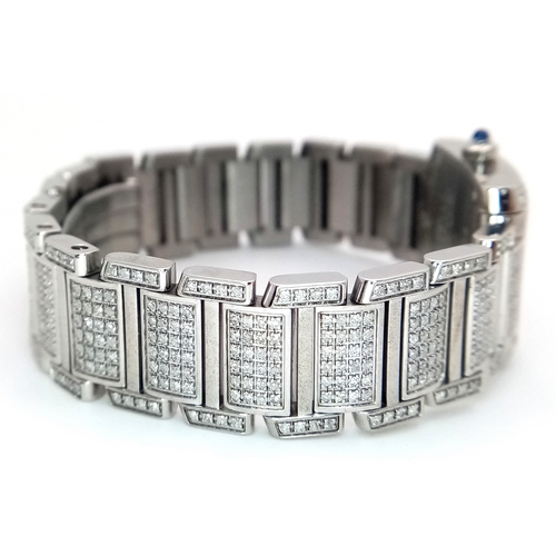 149 - A Classic Cartier Tank Francaise Diamond Ladies Watch. Stainless steel diamond set bracelet. Case - ... 