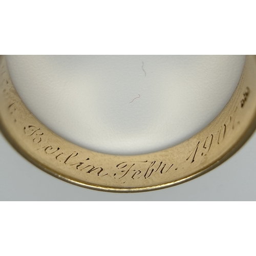 19 - AN ANTIQUE 14K YELLOW GOLD DIAMOND & SAPPHIRE 3 STONE RING. TOTAL WEIGHT 6.7G. SIZE N.  0.60CT DIAMO... 