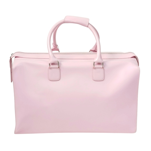 73 - An Ultra Rare Alfred Dunhill Overnight Bag in Shocking Pink! Coated pink leather exterior. Spacious ... 
