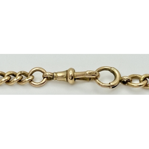 86 - A Beautiful Antique 9K Rose Gold Albert Chain. Excellent condition for its age. Each link hallmarked... 