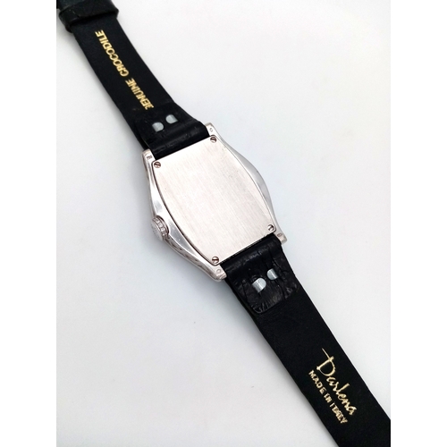 88 - A Patek Philippe 18K White Gold and Diamond Gondolo Ladies Watch. Model 4949. New strap with origina... 