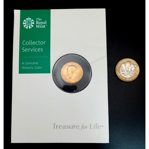 100 - A 1928 KING GEORGE V, SOUTH AFRICAN MINT, FULL SOVEREIGN COIN - IN SEALED PACKAGING FROM ROYAL MINT.... 