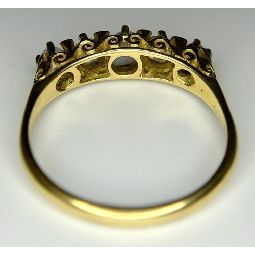 103 - A VINTAGE 18K YELLOW GOLD DIAMOND & OPAL RING. TOTAL WEIGHT 3.7G. SIZE R. TAN 8004