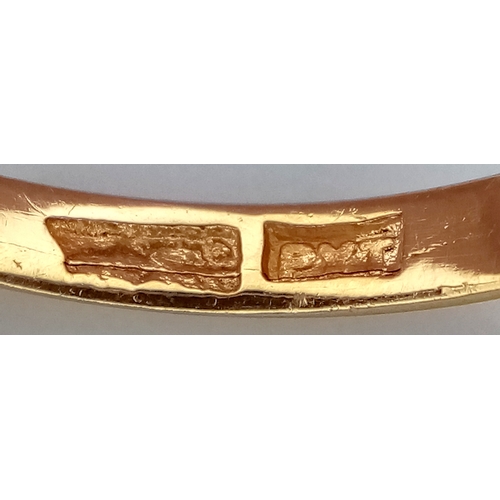 180 - AN 18K YELLOW GOLD & PLATINUM VINTAGE DIAMOND RING. DIAMOND WEIGHT 0.40CT. TOTAL WEIGHT 1.8G. SIZE K... 