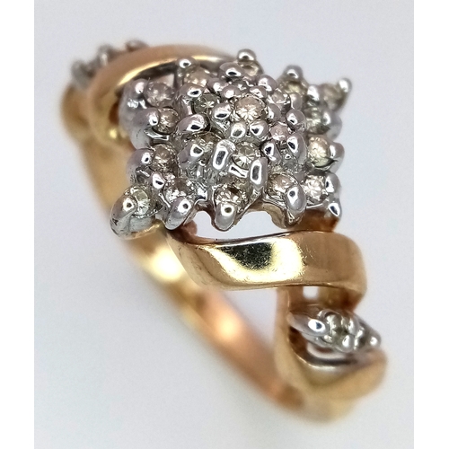 75 - A 14K YELLOW GOLD DIAMOND RING. TOTAL WEIGHT 4.8G. SIZE M 1/2. SPSA 2007