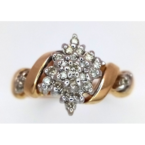 75 - A 14K YELLOW GOLD DIAMOND RING. TOTAL WEIGHT 4.8G. SIZE M 1/2. SPSA 2007
