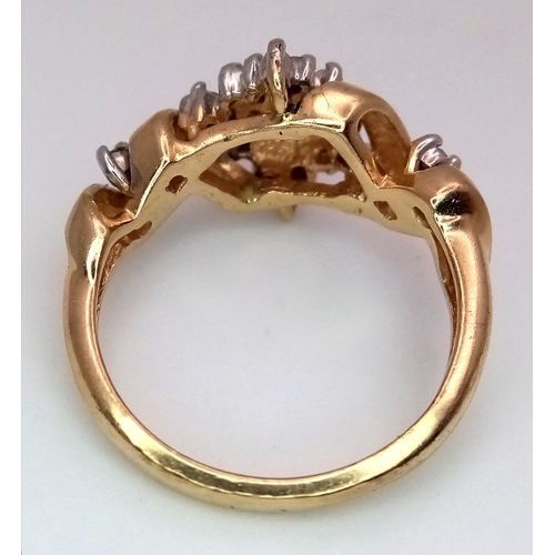 75 - A 14K YELLOW GOLD DIAMOND RING. TOTAL WEIGHT 4.8G. SIZE M 1/2. SPSA 2007