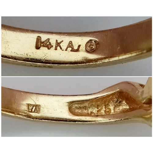 75 - A 14K YELLOW GOLD DIAMOND RING. TOTAL WEIGHT 4.8G. SIZE M 1/2. SPSA 2007