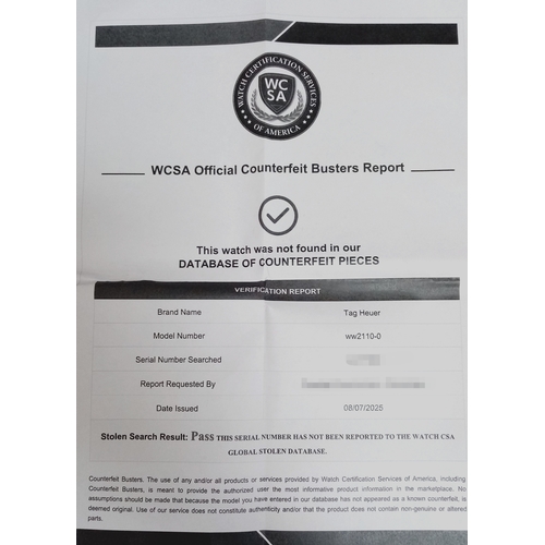 69 - A Tag Heuer Monaco Automatic Gents Watch. Model WW2110-0. Black leather strap. Stainless steel case ... 