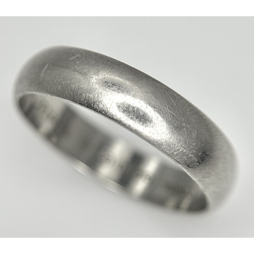104 - A Cartier 950 Platinum Band Ring. Size T 1/2. 6.65g. Comes with a certificate. Ref: STK024166