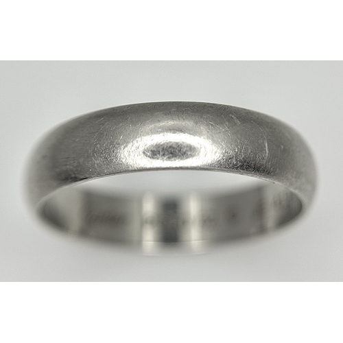 104 - A Cartier 950 Platinum Band Ring. Size T 1/2. 6.65g. Comes with a certificate. Ref: STK024166