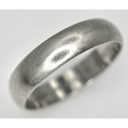 104 - A Cartier 950 Platinum Band Ring. Size T 1/2. 6.65g. Comes with a certificate. Ref: STK024166