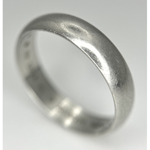 104 - A Cartier 950 Platinum Band Ring. Size T 1/2. 6.65g. Comes with a certificate. Ref: STK024166