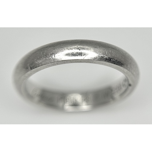 111 - A Cartier Platinum 950 Band Ring. Size I 1/2. 5.7g. Comes with a Cartier certificate. Ref: STK024167