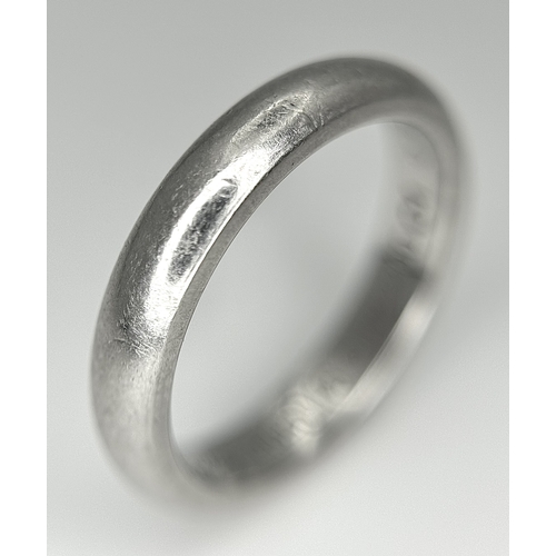111 - A Cartier Platinum 950 Band Ring. Size I 1/2. 5.7g. Comes with a Cartier certificate. Ref: STK024167