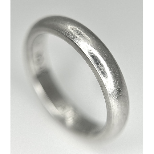 111 - A Cartier Platinum 950 Band Ring. Size I 1/2. 5.7g. Comes with a Cartier certificate. Ref: STK024167