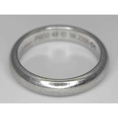111 - A Cartier Platinum 950 Band Ring. Size I 1/2. 5.7g. Comes with a Cartier certificate. Ref: STK024167