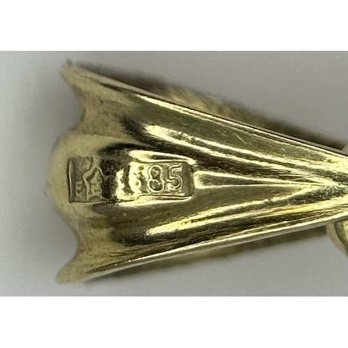 163 - A 14K Yellow Gold, Diamond and Garnet Cross Pendant. 3cm. 2.9g. Ref: 13/61405