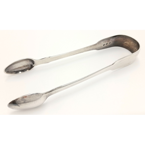 182 - Antique pair of GEORGE III SILVER TONGS. Clear Hallmark for Richard Britton, London 1815. Approx 13.... 