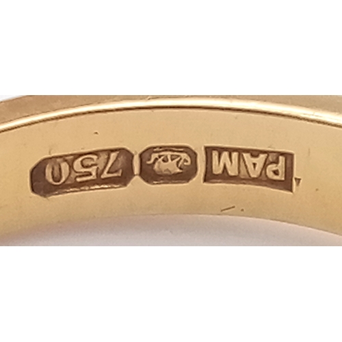 28 - Stunning 18 CARAT GOLD RING,  set with 7 x Baguette Cut AMETHYST GEMSTONES. 3.18 Grams. Size J - J 1... 