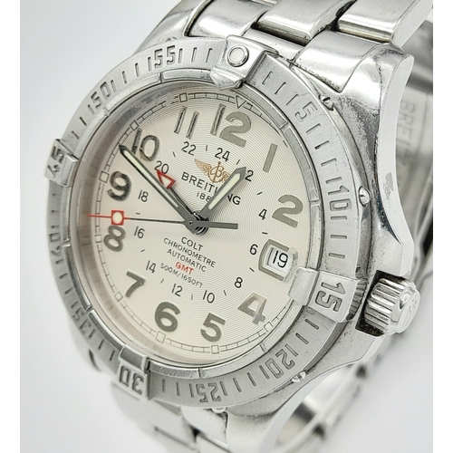 62 - A Breitling Colt Automatic Gents Watch. Model A32350. Stainless steel bracelet and case - 40mm. Crea... 