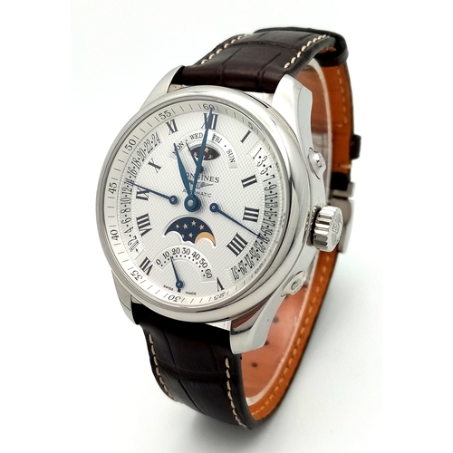 76 - A Longines Master Collection Automatic Gents Watch. Model L2.738.4. Brown leather strap. Stainless s... 
