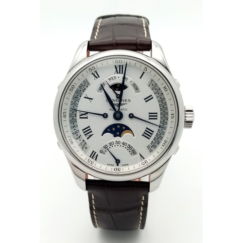 76 - A Longines Master Collection Automatic Gents Watch. Model L2.738.4. Brown leather strap. Stainless s... 
