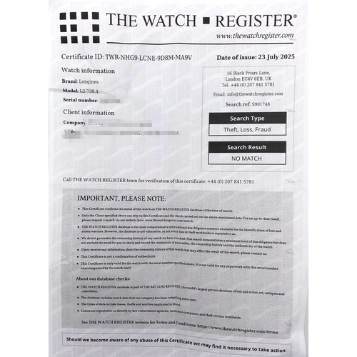 76 - A Longines Master Collection Automatic Gents Watch. Model L2.738.4. Brown leather strap. Stainless s... 