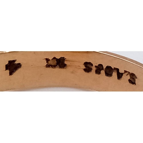 77 - CLASSIC 9 CARAT GOLD SIGNET RING. Having BLACK ONYX set to top with a  GOLD INITIAL ‘S’ . 6 Grams. S... 