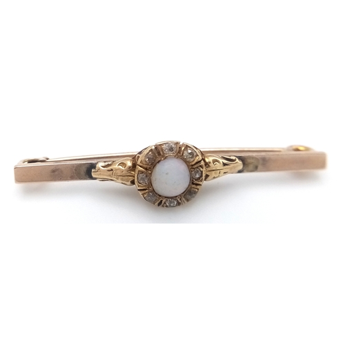 91 - Ladies DIAMOND and OPAL BROOCH set in 9 CARAT GOLD. 4.15 Grams. Beautiful piece of jewellery, please... 