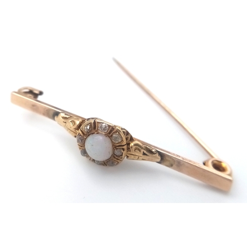 91 - Ladies DIAMOND and OPAL BROOCH set in 9 CARAT GOLD. 4.15 Grams. Beautiful piece of jewellery, please... 