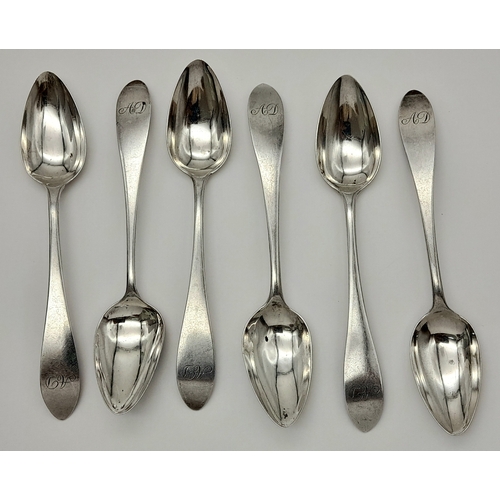 98 - Set of 6 x SCOTTISH SILVER TEASPOONS. Hallmark for Edinburgh 1834. Approx 72 Grams.