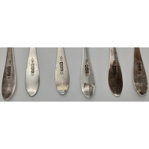 98 - Set of 6 x SCOTTISH SILVER TEASPOONS. Hallmark for Edinburgh 1834. Approx 72 Grams.
