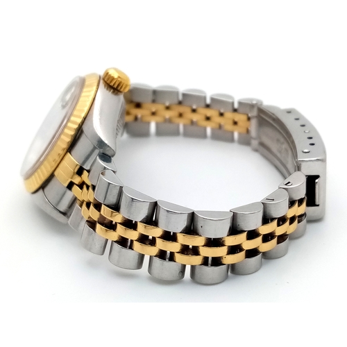 6 - A Rolex Bi-Metal Diamond Ladies Automatic Datejust Watch. Model 79173. Gold and stainless steel brac... 