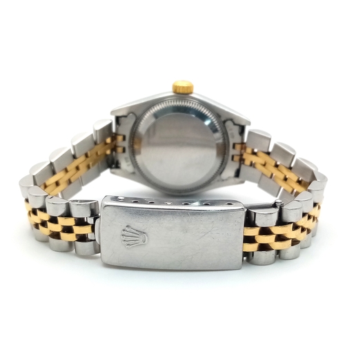 6 - A Rolex Bi-Metal Diamond Ladies Automatic Datejust Watch. Model 79173. Gold and stainless steel brac... 