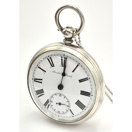63 - Antique SILVER POCKET WATCH. Complete with winding key. Swiss hallmark. Full working order. Please s... 