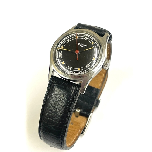 61 - A Gents Rolex Marconi special watch. In working order, rare black dial.  Hallmarked inner case RWC (... 