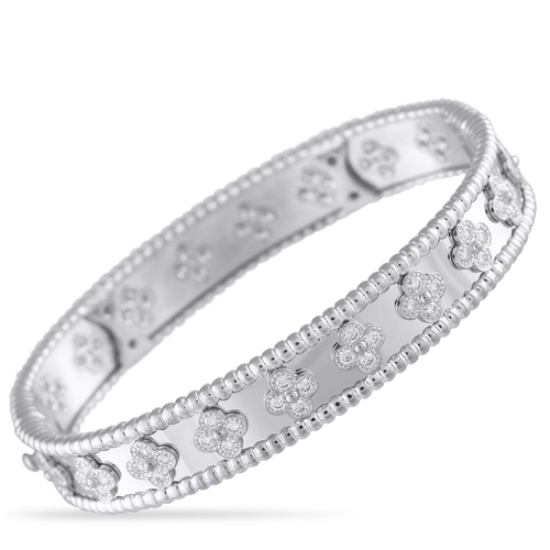 108 - A Van Cleef & Arpels Perle 18K White Gold 1.78ct Diamond Bracelet. The detailed 18K White Gold setti... 