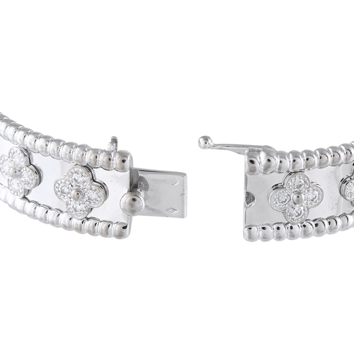108 - A Van Cleef & Arpels Perle 18K White Gold 1.78ct Diamond Bracelet. The detailed 18K White Gold setti... 