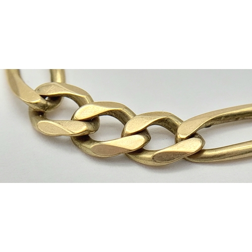 74 - A 9K GOLD FIGARO LINK BRACELET.  Weight  6.2gms ,  20cms