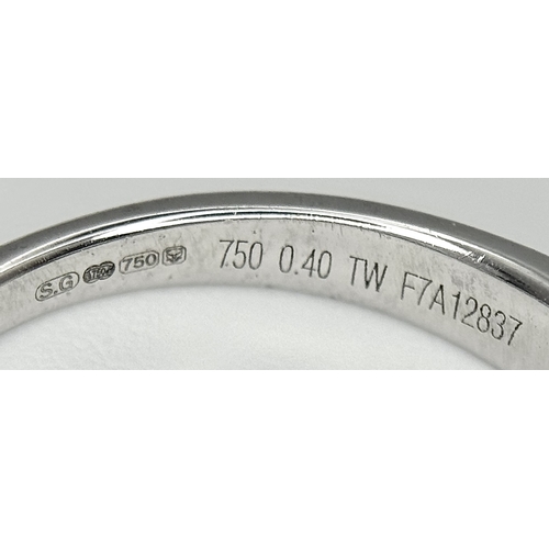 83 - An 18k white gold diamond solitaire with diamond shoulders ring, 0.50ct diamond weight, 2.9g total w... 