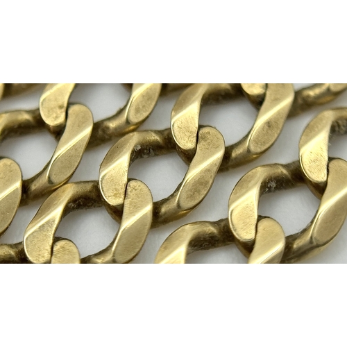 57 - A 9K Yellow Gold Flat Curb Link Chain necklace. 50cm. 14g.