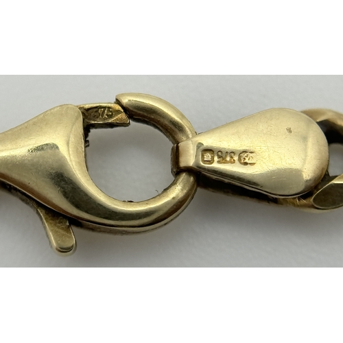 57 - A 9K Yellow Gold Flat Curb Link Chain necklace. 50cm. 14g.
