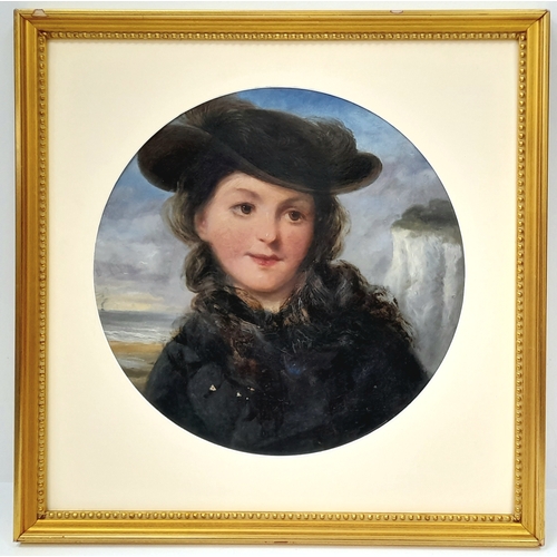 80 - An Oil on Board Picture of a Young Girl by the Coast. Signed but unable to make out artists name. In... 
