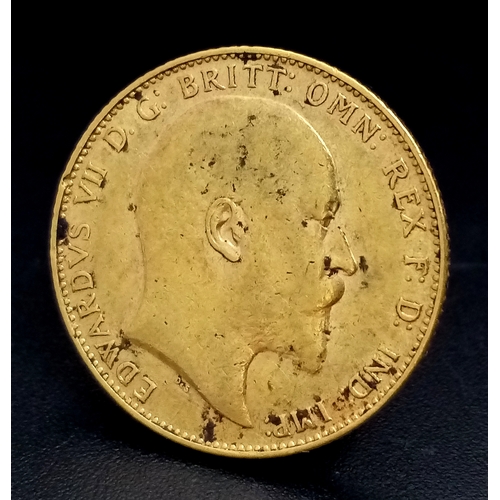134 - A 1907 Edward VII, Full Sovereign Coin. 22K Gold.