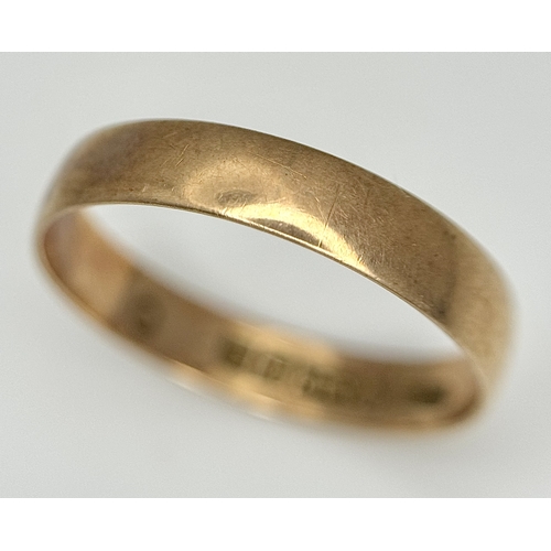 561 - A 9K Rose Gold Band Ring. 5mm width. Size O. 1.25g