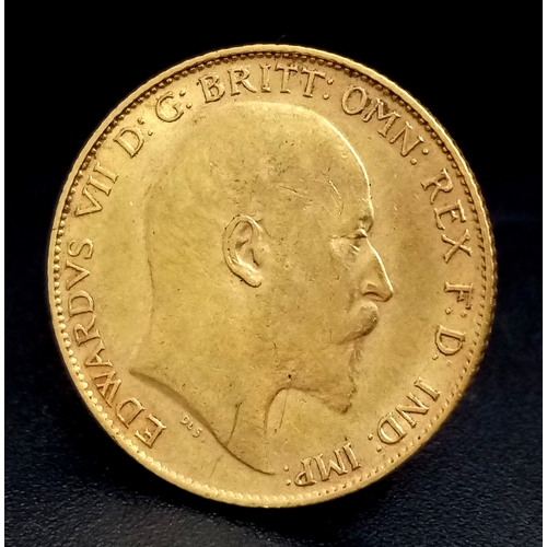 585 - A 1910 Edward VII Half Sovereign Coin. 22K Gold.