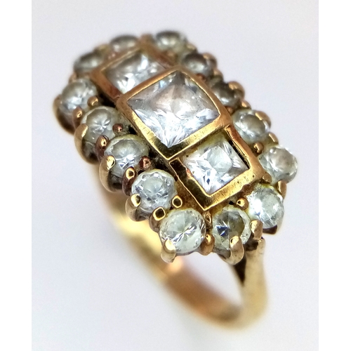 541 - A 9K Yellow Gold, White Zircon Ring. Size M. 3.52g.