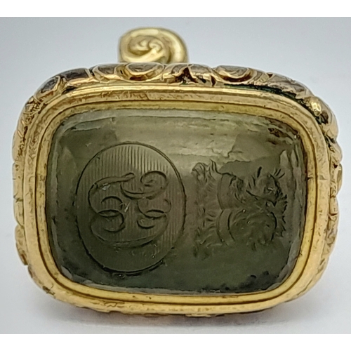 129 - A Victorian Pinchbeck Intaglio Fob Seal. 3.5c,